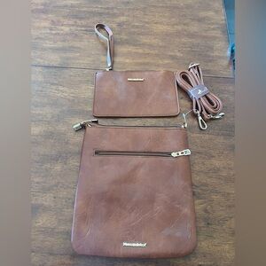 Montana West Brown Crossbody Bag with Adjustable Straps and additional wristlet